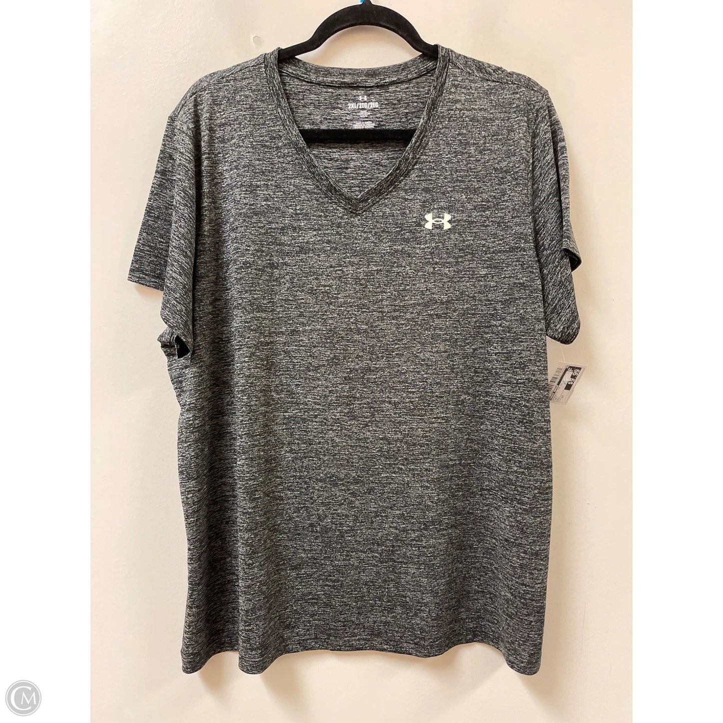 Athletic Top Short Sleeve By Under Armour In Grey, Size: 2x