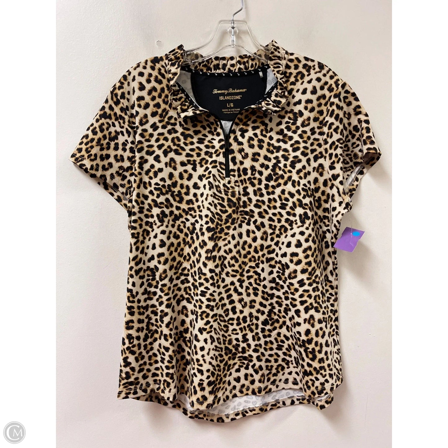 Athletic Top Short Sleeve By Tommy Bahama In Animal Print, Size: L