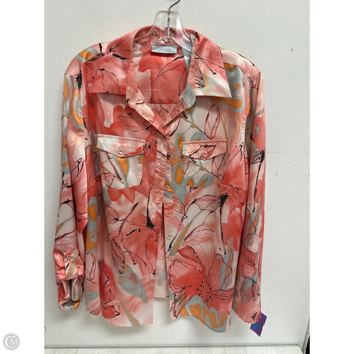 Blouse Long Sleeve By Clothes Mentor In Pink, Size: 2x