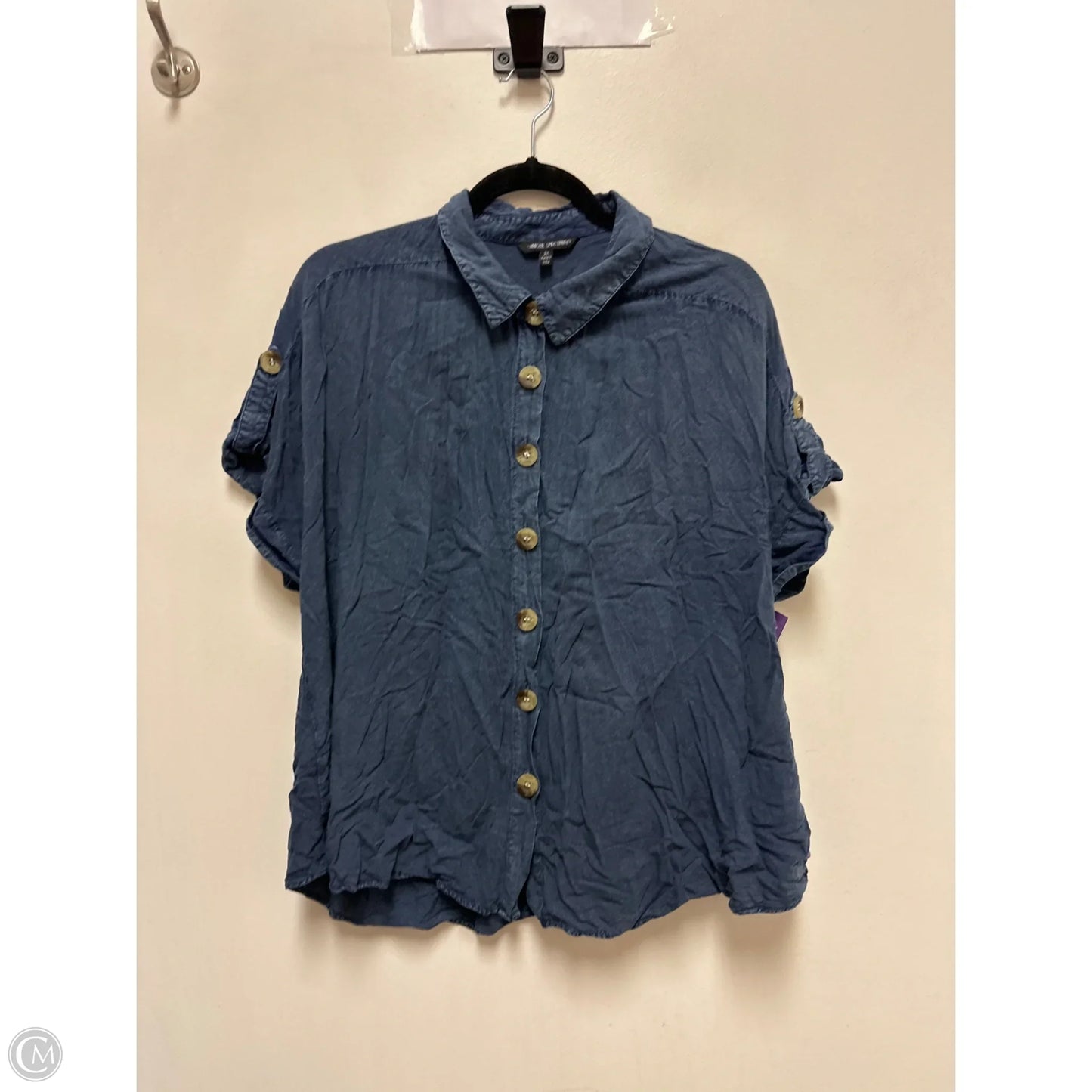 Blouse Short Sleeve By Unique Spectrum In Blue, Size: 2x