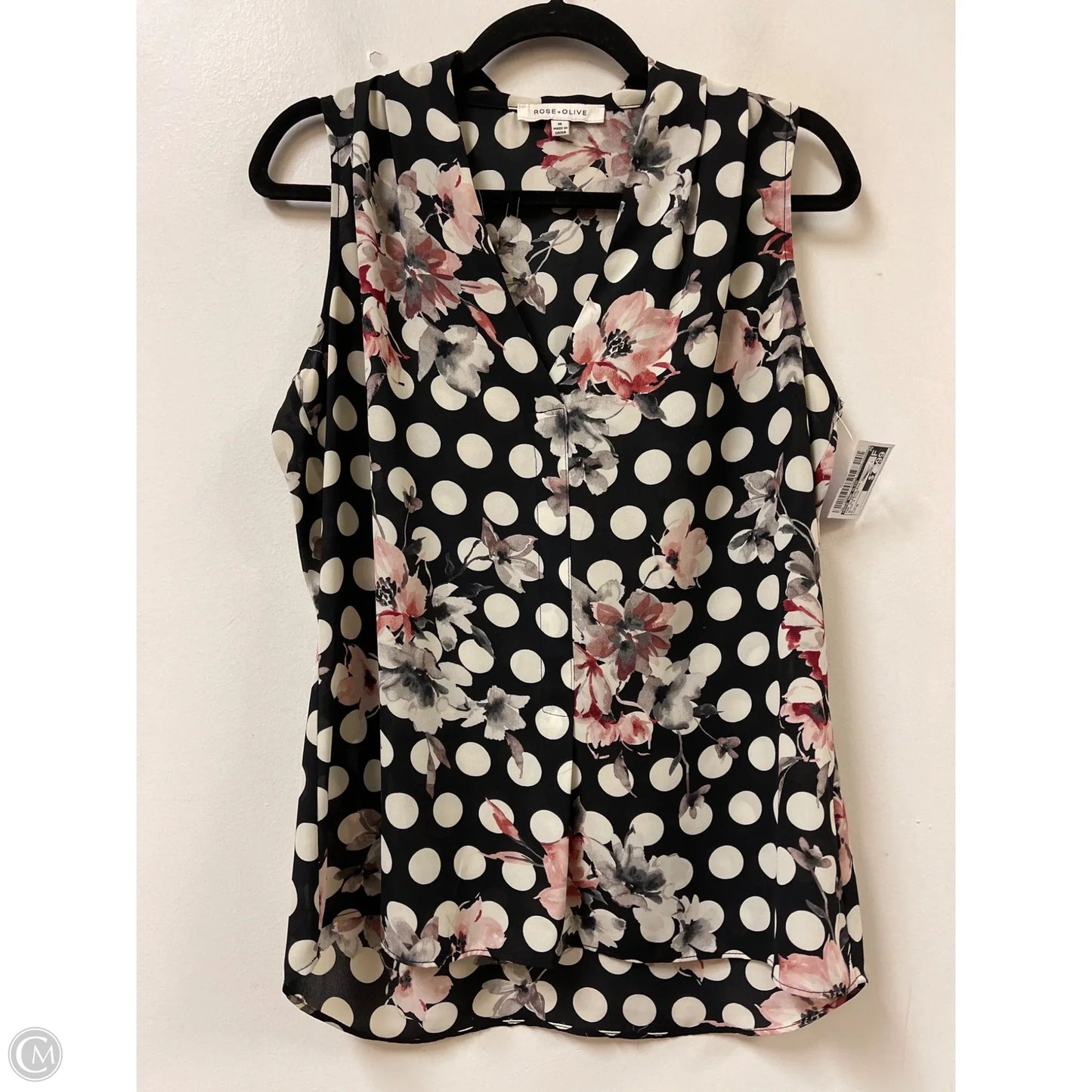 Top Sleeveless By Rose And Olive In Black & Pink, Size: M