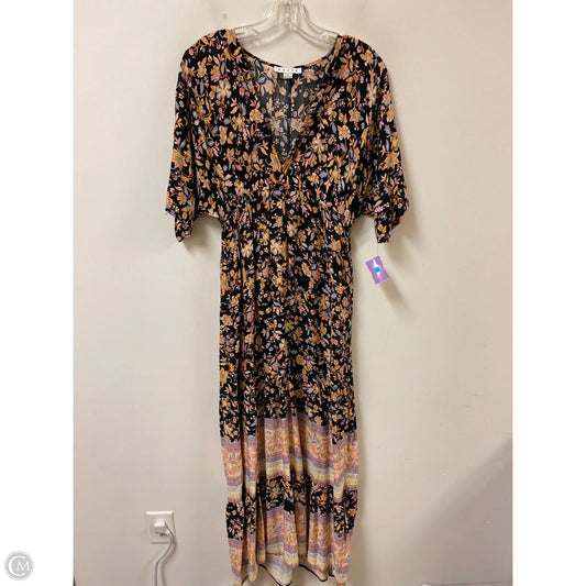 Dress Casual Maxi By Hyfve In Black & Yellow, Size: L