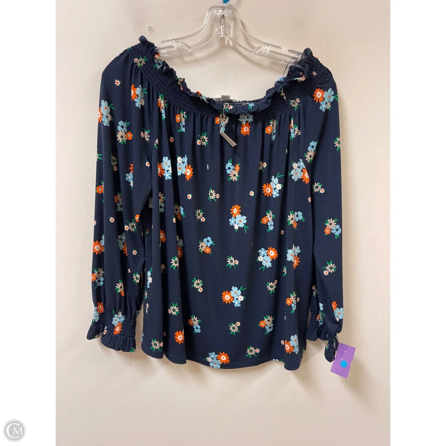 Top Long Sleeve By Charter Club In Navy, Size: M