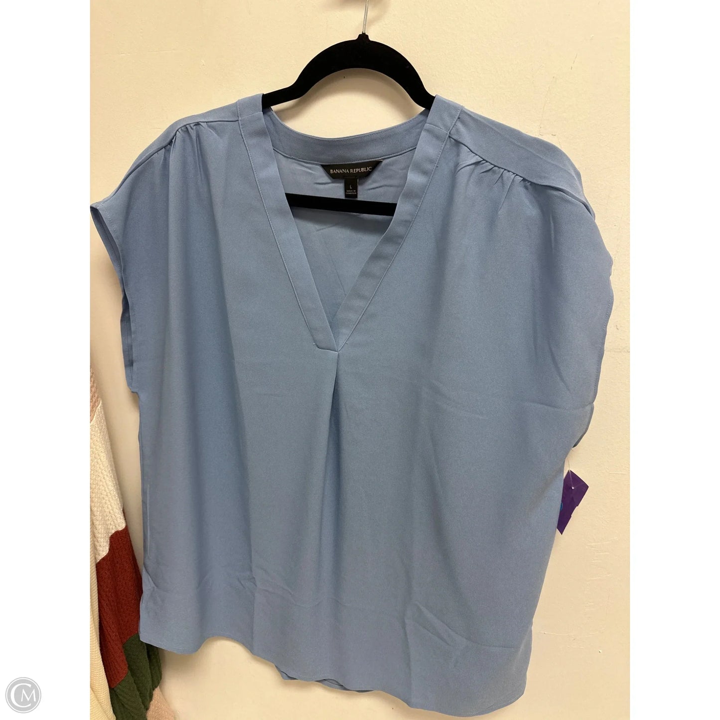 Top Short Sleeve By Banana Republic In Blue, Size: L