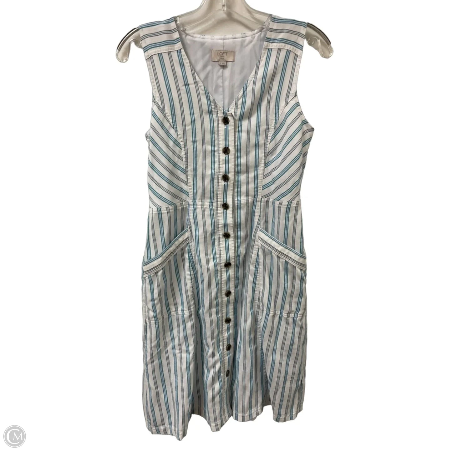 Dress Casual Midi By Loft In Blue & White, Size: Sp