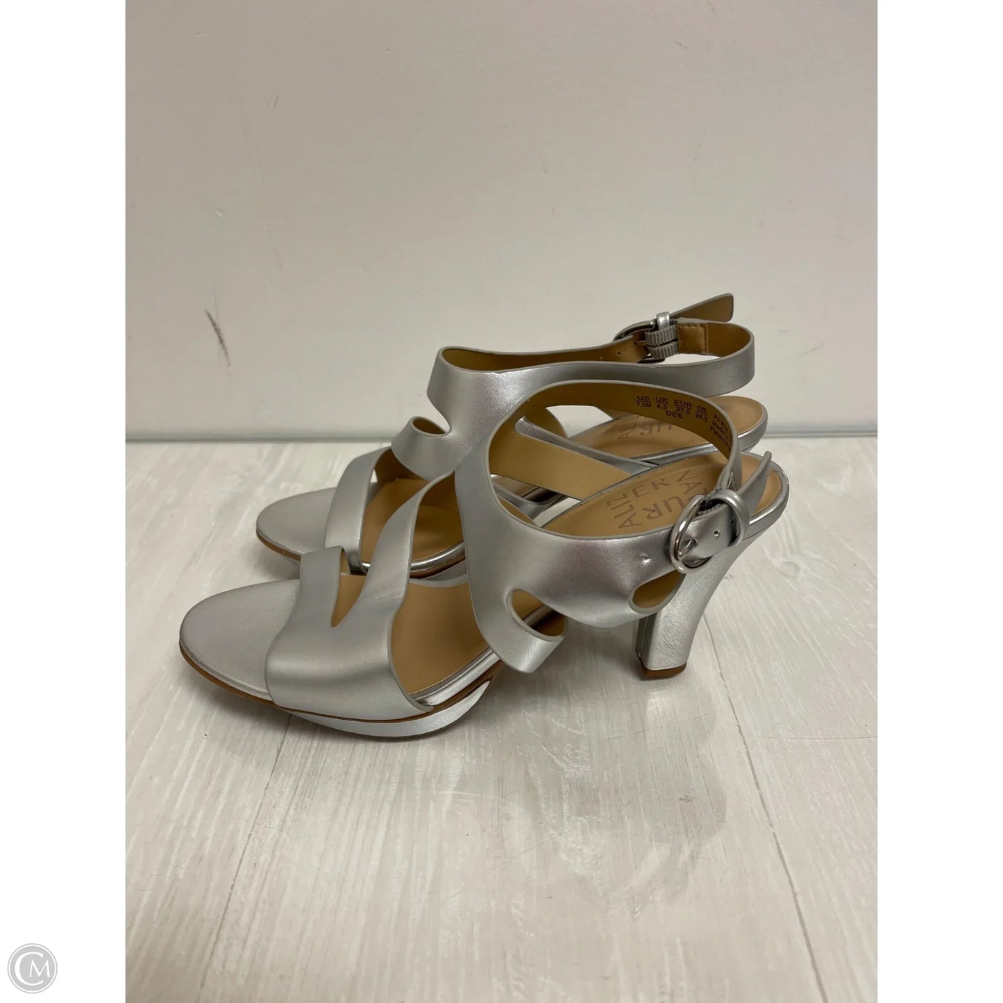 Sandals Heels Block By Naturalizer In Silver, Size: 7.5