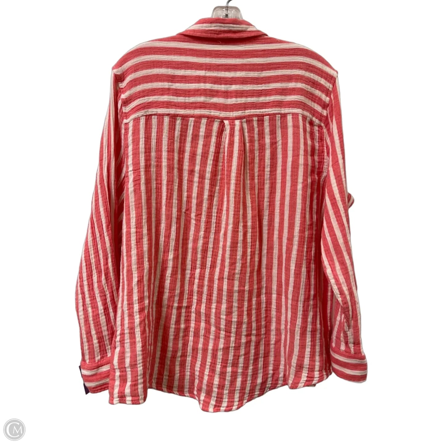 Blouse Long Sleeve By Universal Thread In Pink & White, Size: L