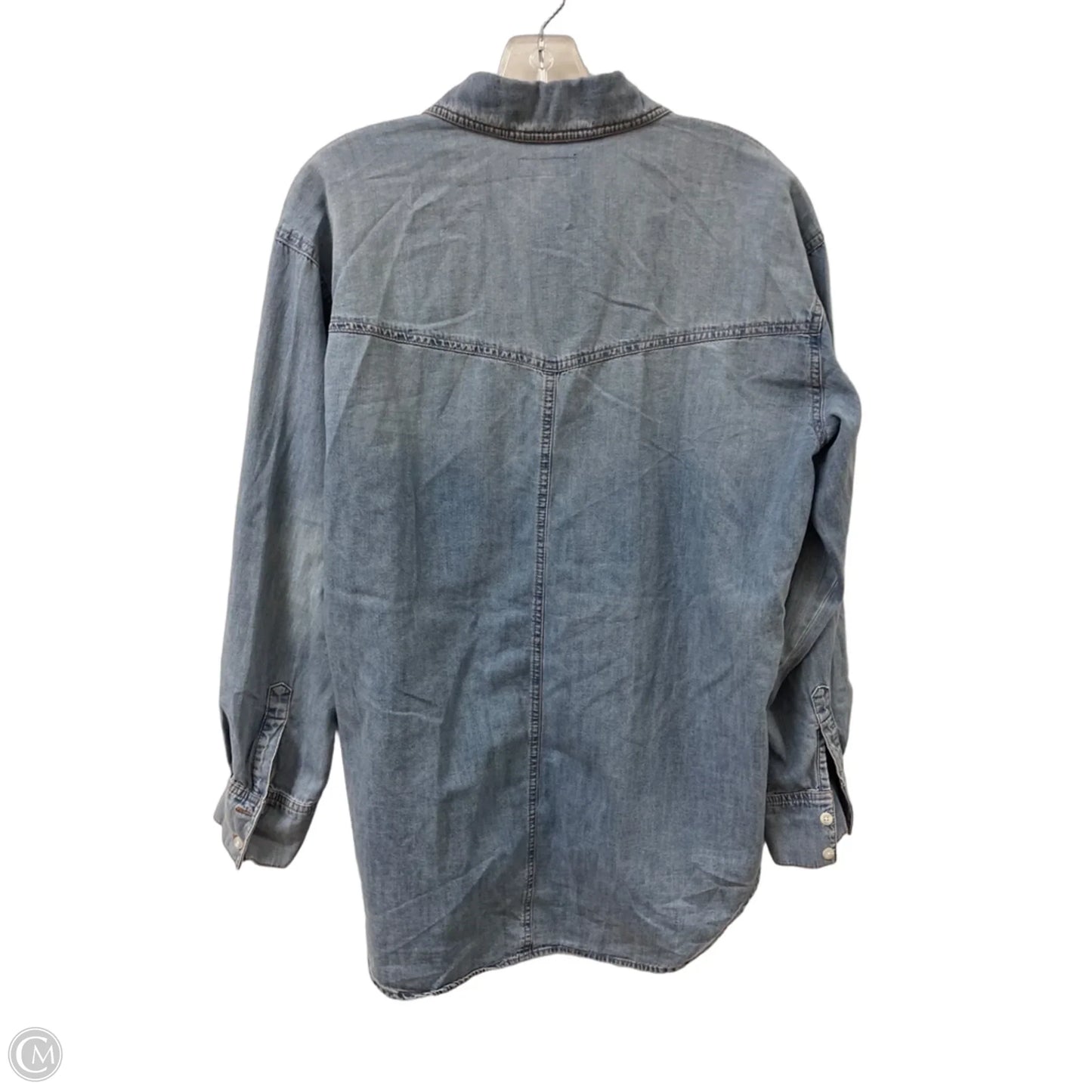 Blouse Long Sleeve By Jessica Simpson In Blue Denim, Size: S