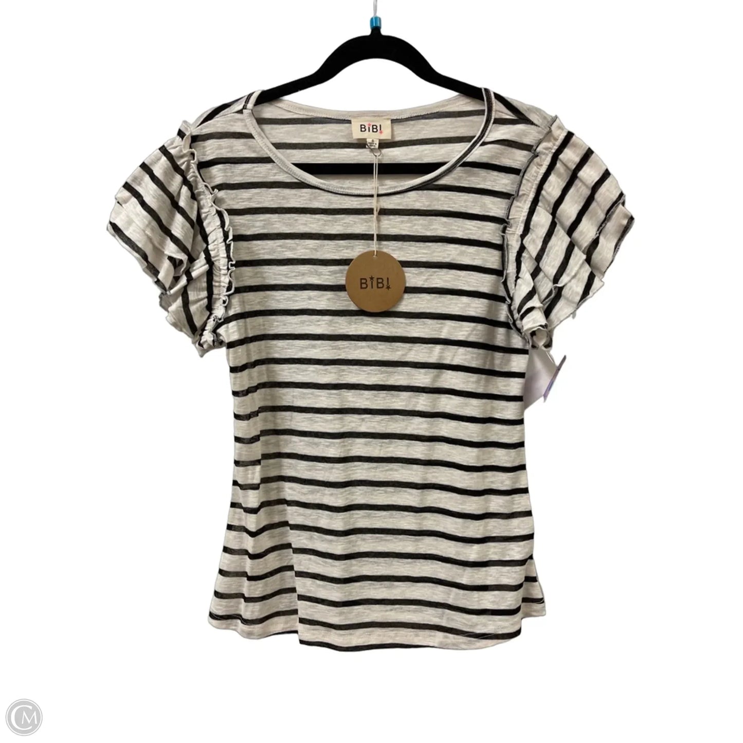 Top Short Sleeve By Bibi In Black & White, Size: S