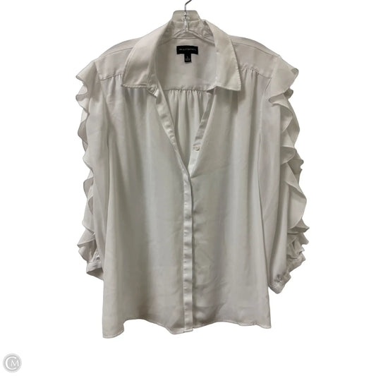 Blouse Long Sleeve By Investments In White, Size: L