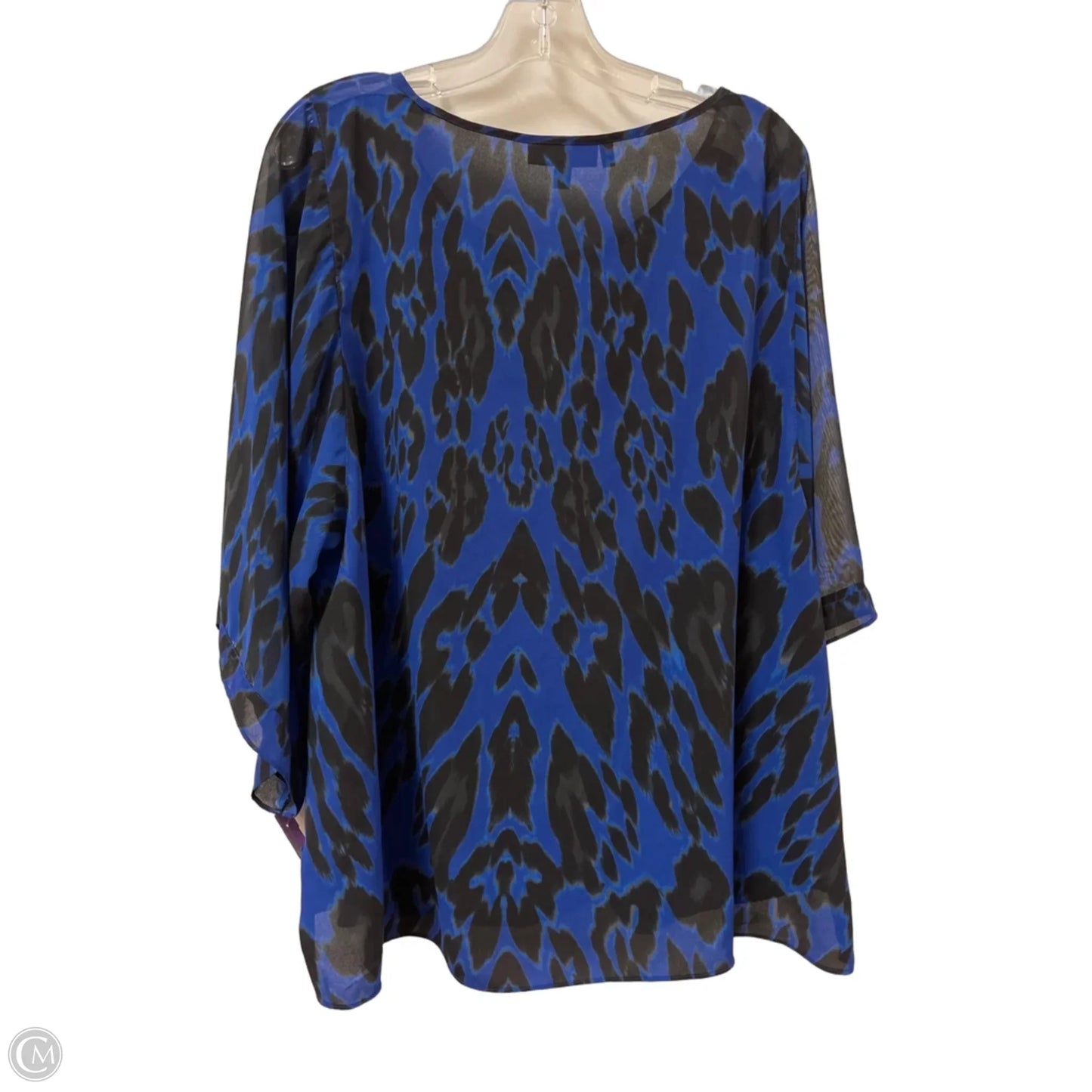 Top Short Sleeve By Jennifer Lopez In Black & Blue, Size: 1x