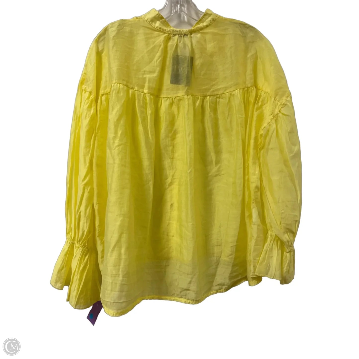Blouse Long Sleeve By M Made In Italy In Yellow, Size: M