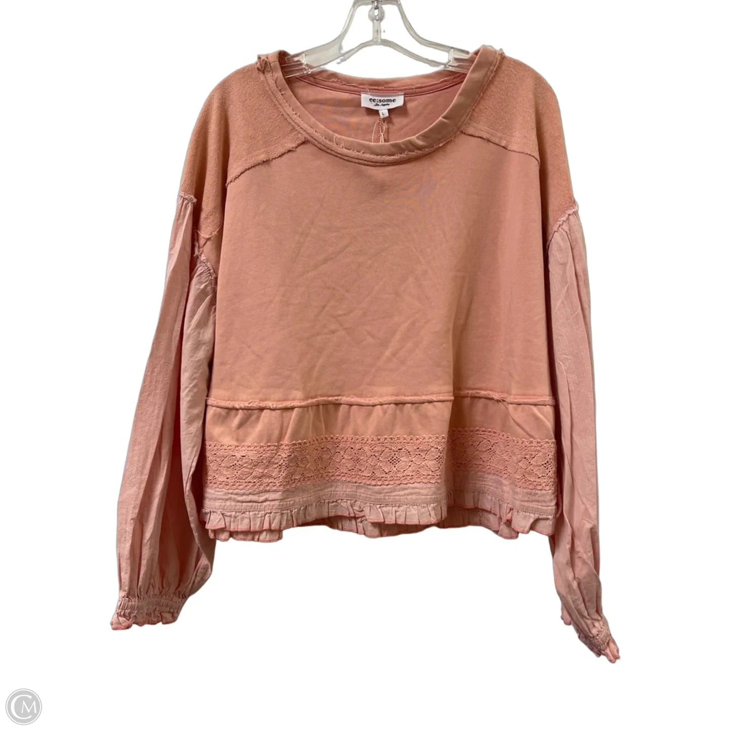 Top Long Sleeve By Ee Some In Pink, Size: L