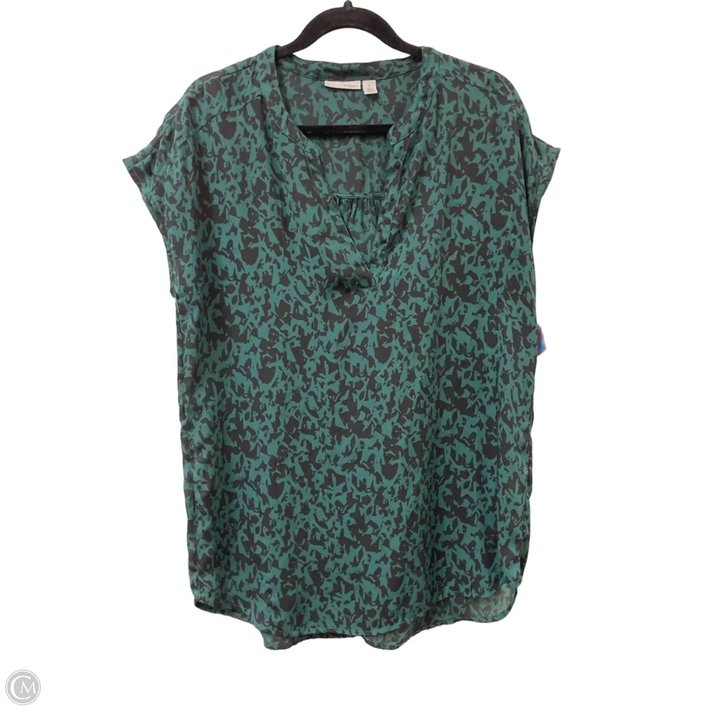 Top Short Sleeve By Halogen In Black & Green, Size: M