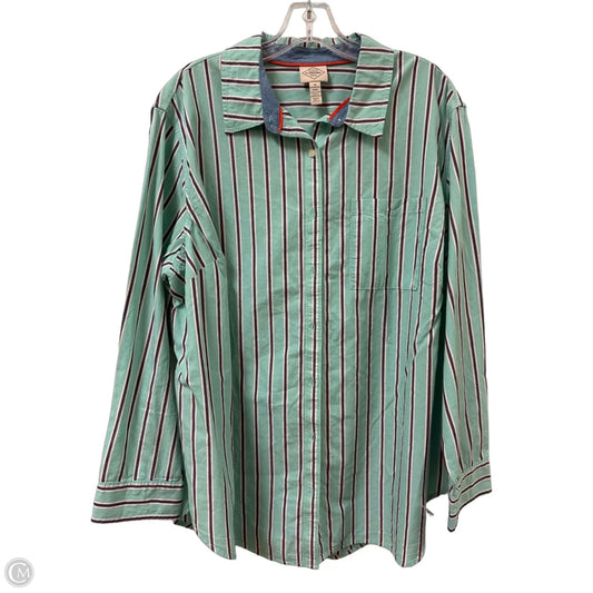 Blouse Long Sleeve By St Johns Bay In Striped Pattern, Size: 1x