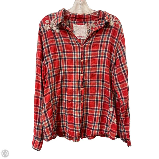 Blouse Designer By Johnny Was In Blue & Red, Size: Xl