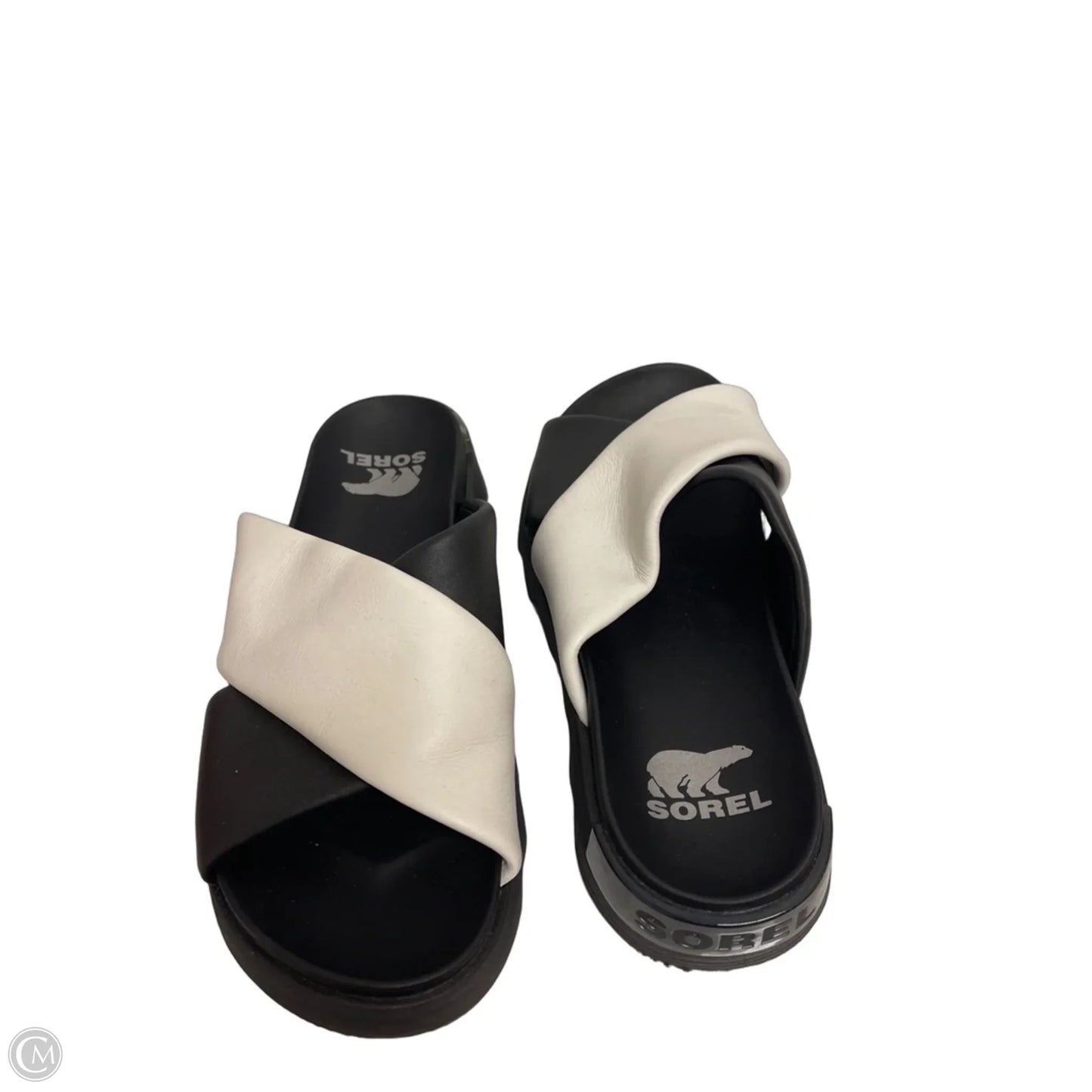 Sandals Flats By Sorel In Black & White, Size: 9