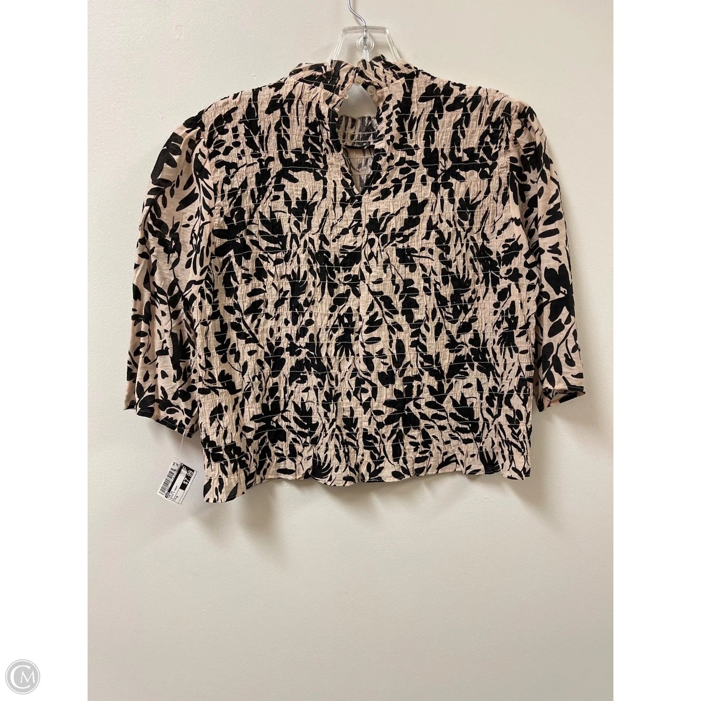 Top Short Sleeve By H&m In Black & Cream, Size: M
