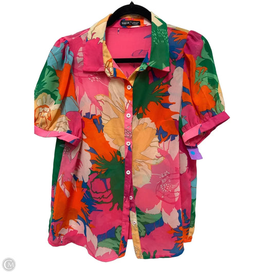 Blouse Short Sleeve By Shein In Multi-colored, Size: L
