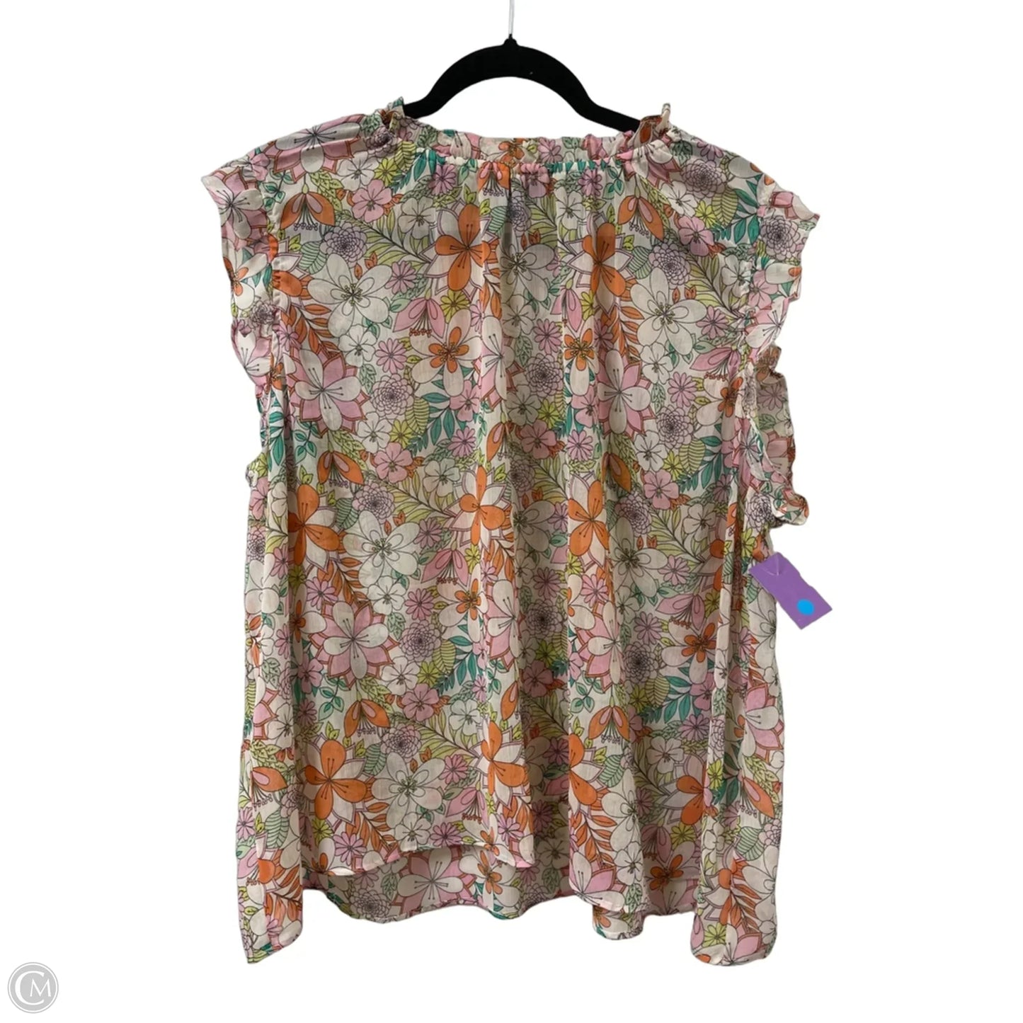Top Short Sleeve By Cece In Floral Print, Size: Xl