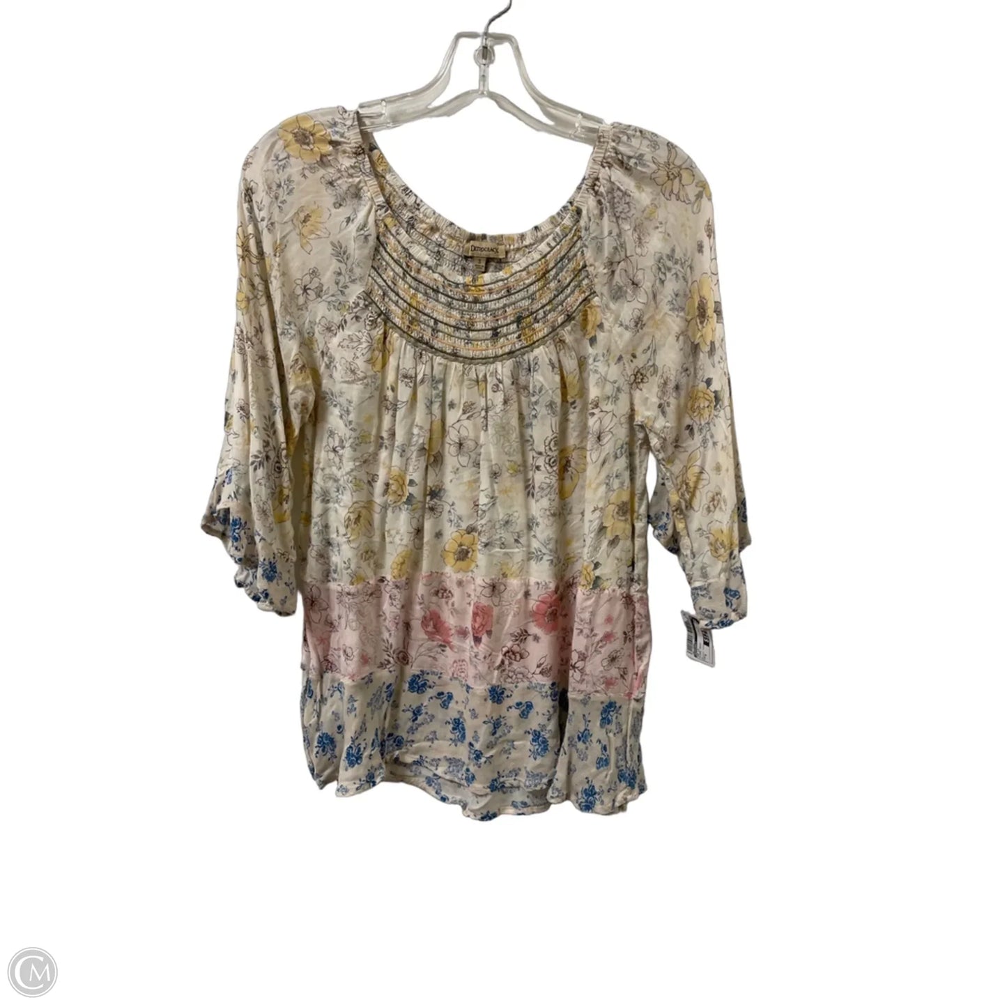 Top Long Sleeve By Democracy In Floral Print, Size: S