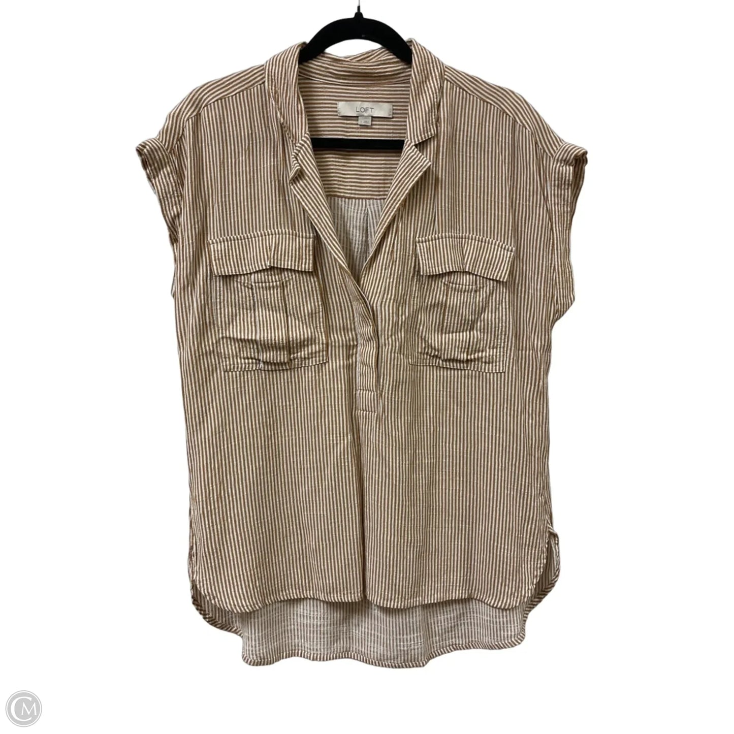 Top Short Sleeve By Loft In Striped Pattern, Size: S