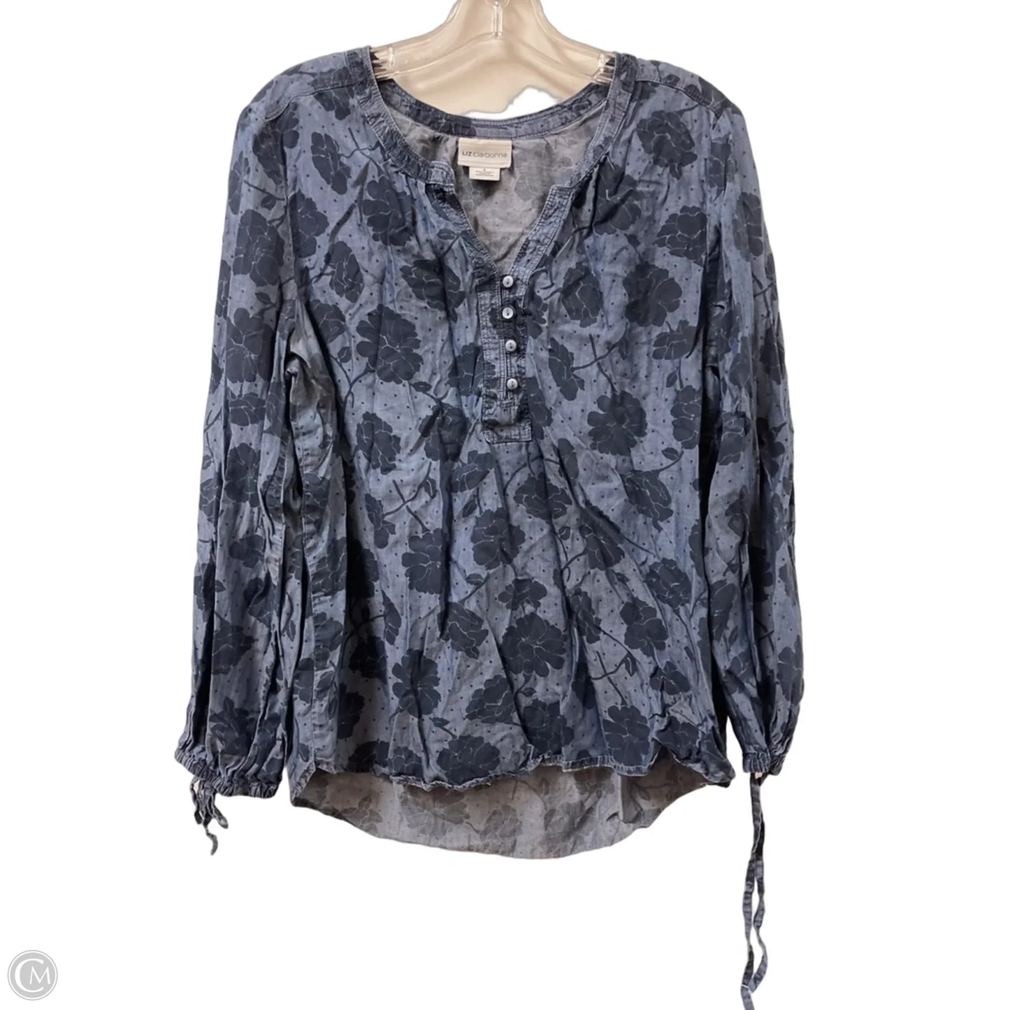 Top Long Sleeve By Liz Claiborne In Blue, Size: L