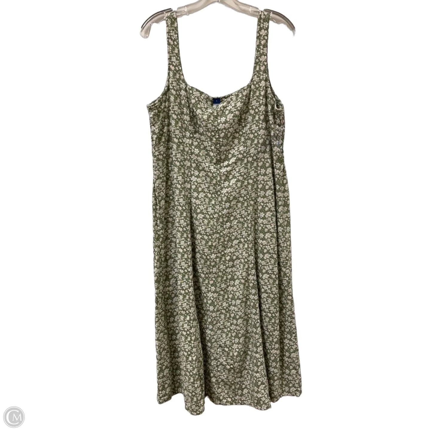 Dress Casual Midi By Old Navy In Green & White, Size: L