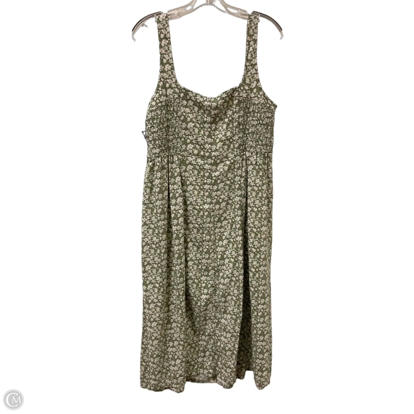 Dress Casual Midi By Old Navy In Green & White, Size: L