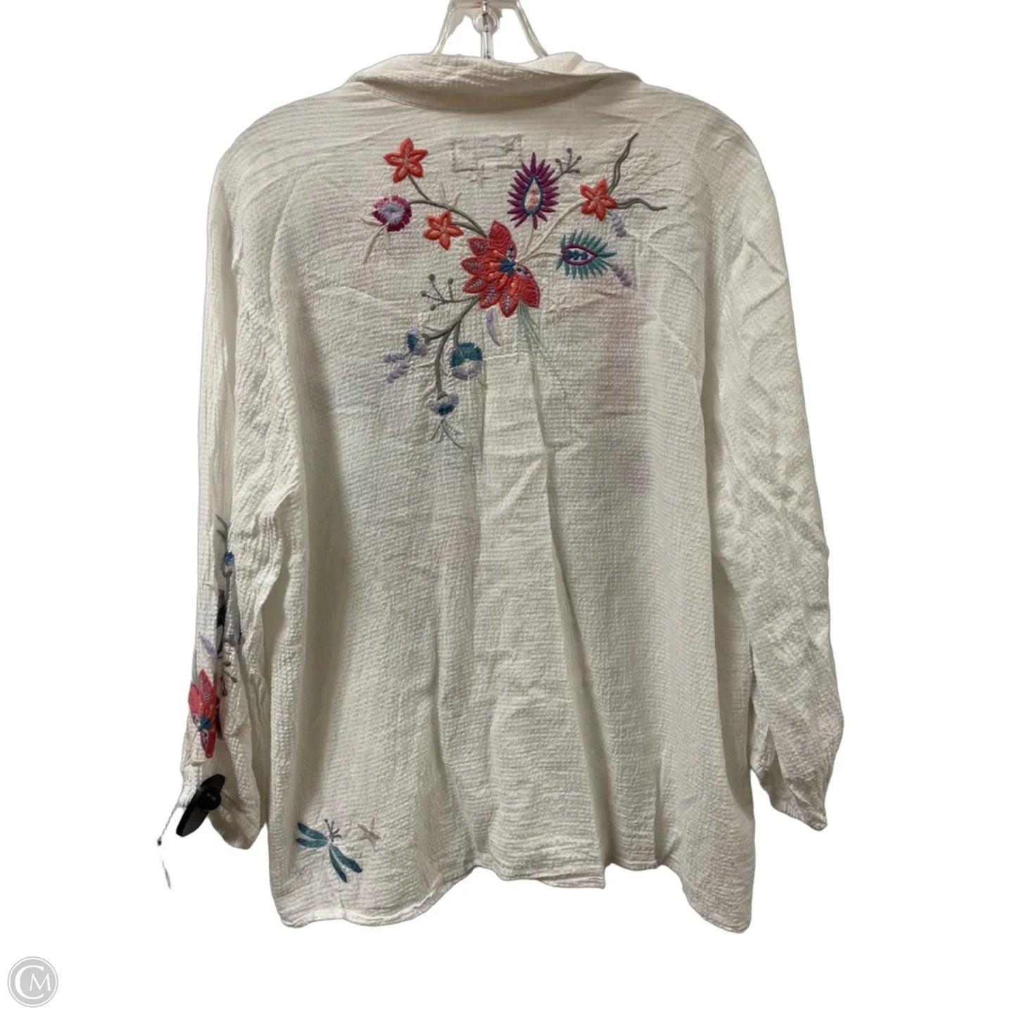 Blouse Designer By Johnny Was In White, Size: L