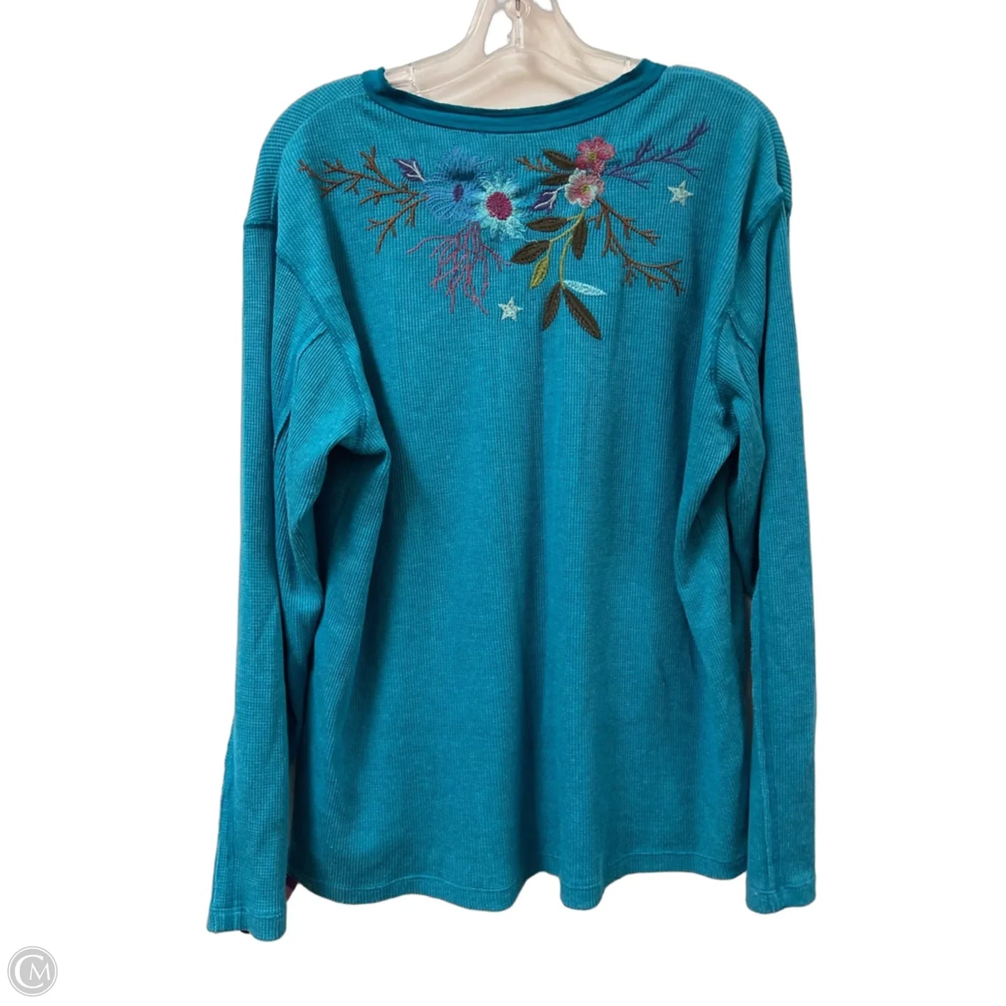 Top Long Sleeve Designer By Johnny Was In Teal, Size: Xl