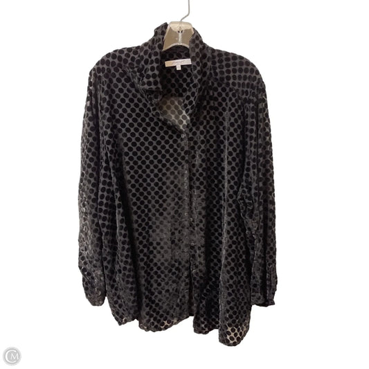 Blouse Long Sleeve By Foxcroft In Black, Size: 3x