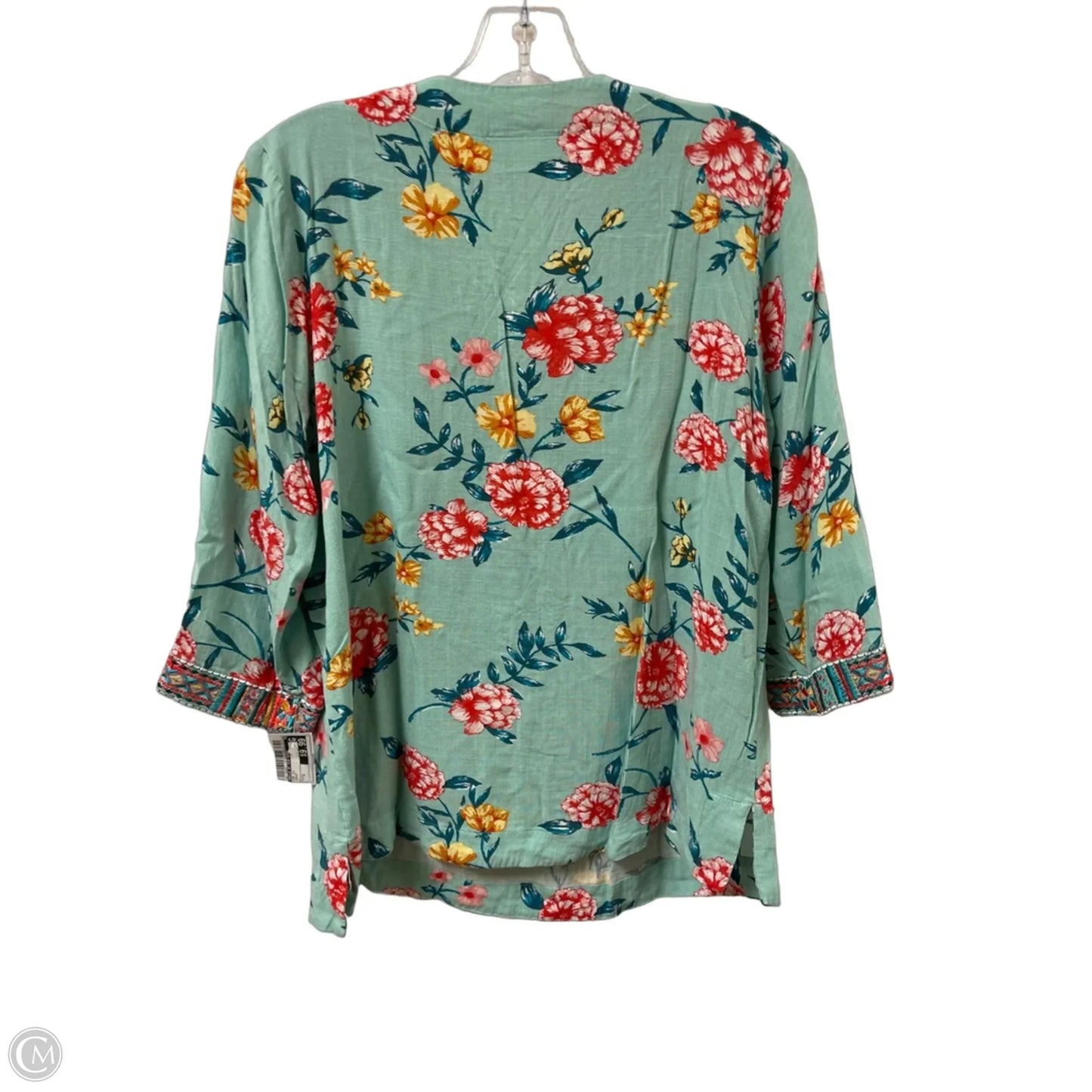 Top Long Sleeve By Belle By Kim Gravel In Green, Size: S