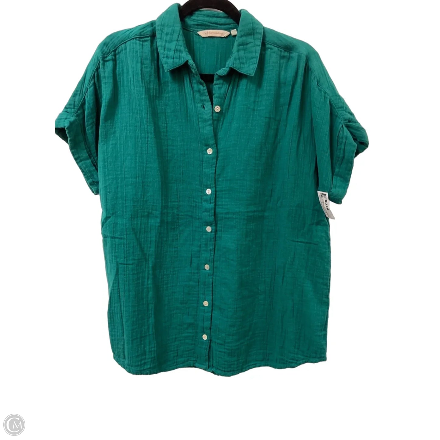 Blouse Short Sleeve By Soft Surroundings In Green, Size: S