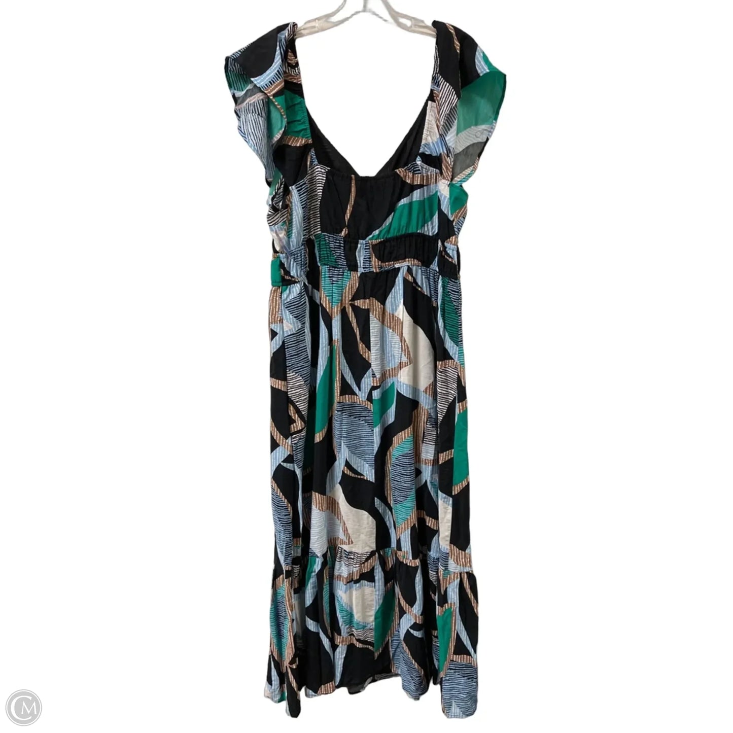 Dress Casual Maxi By Nine West In Black & Green, Size: Xl