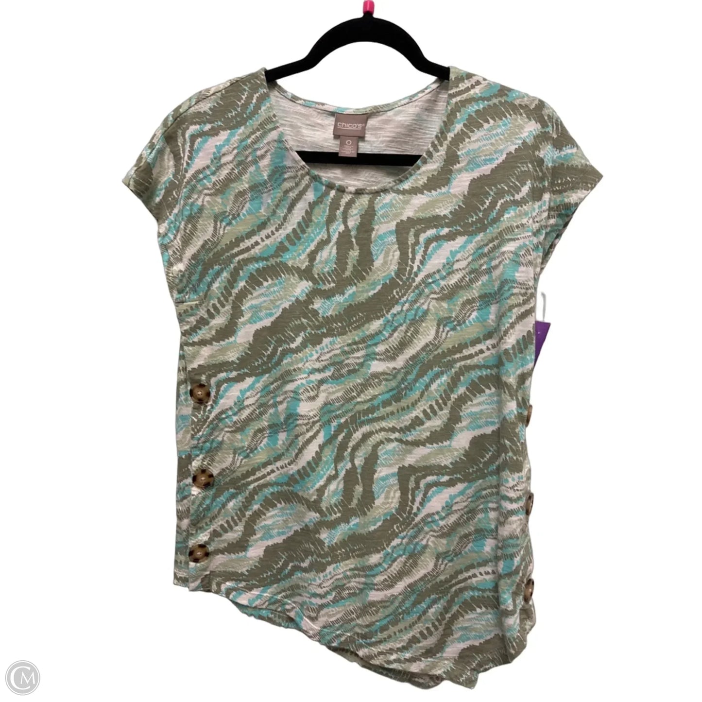 Top Short Sleeve By Chicos In Blue & Green, Size: S