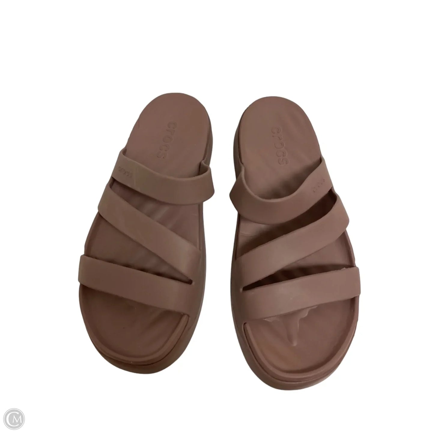 Sandals Flats By Crocs In Brown, Size: 8