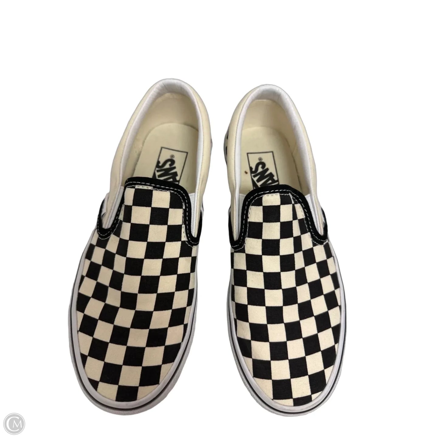 Shoes Flats By Vans In Black & White, Size: 6.5