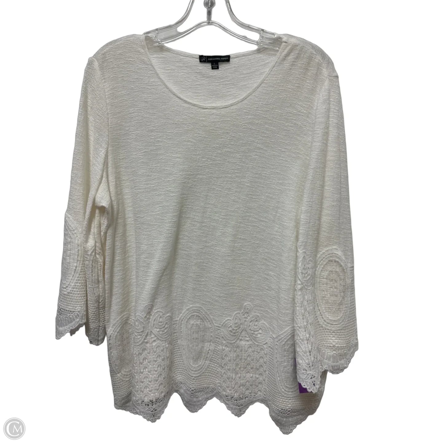 Top Long Sleeve By Adrianna Papell In White, Size: L