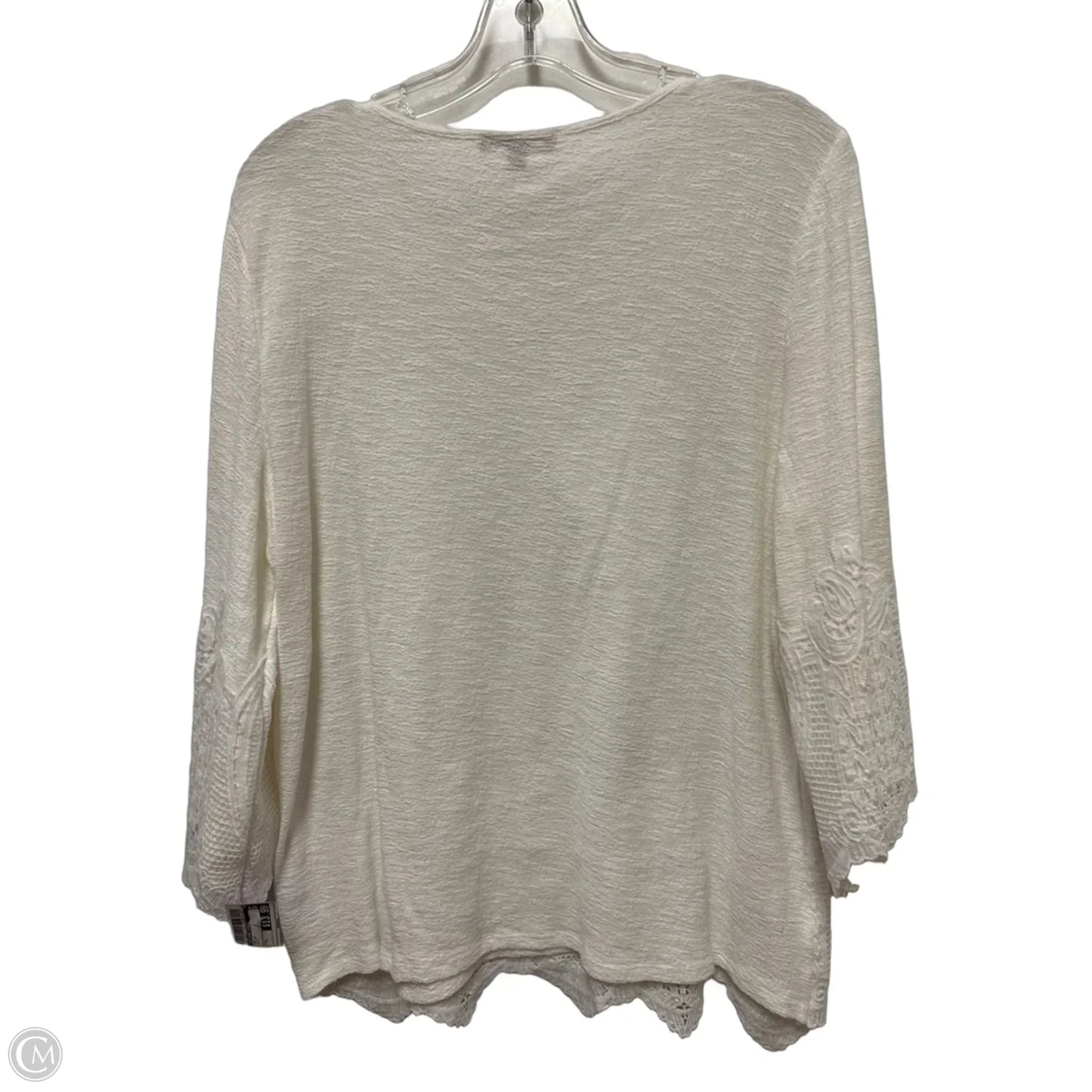Top Long Sleeve By Adrianna Papell In White, Size: L