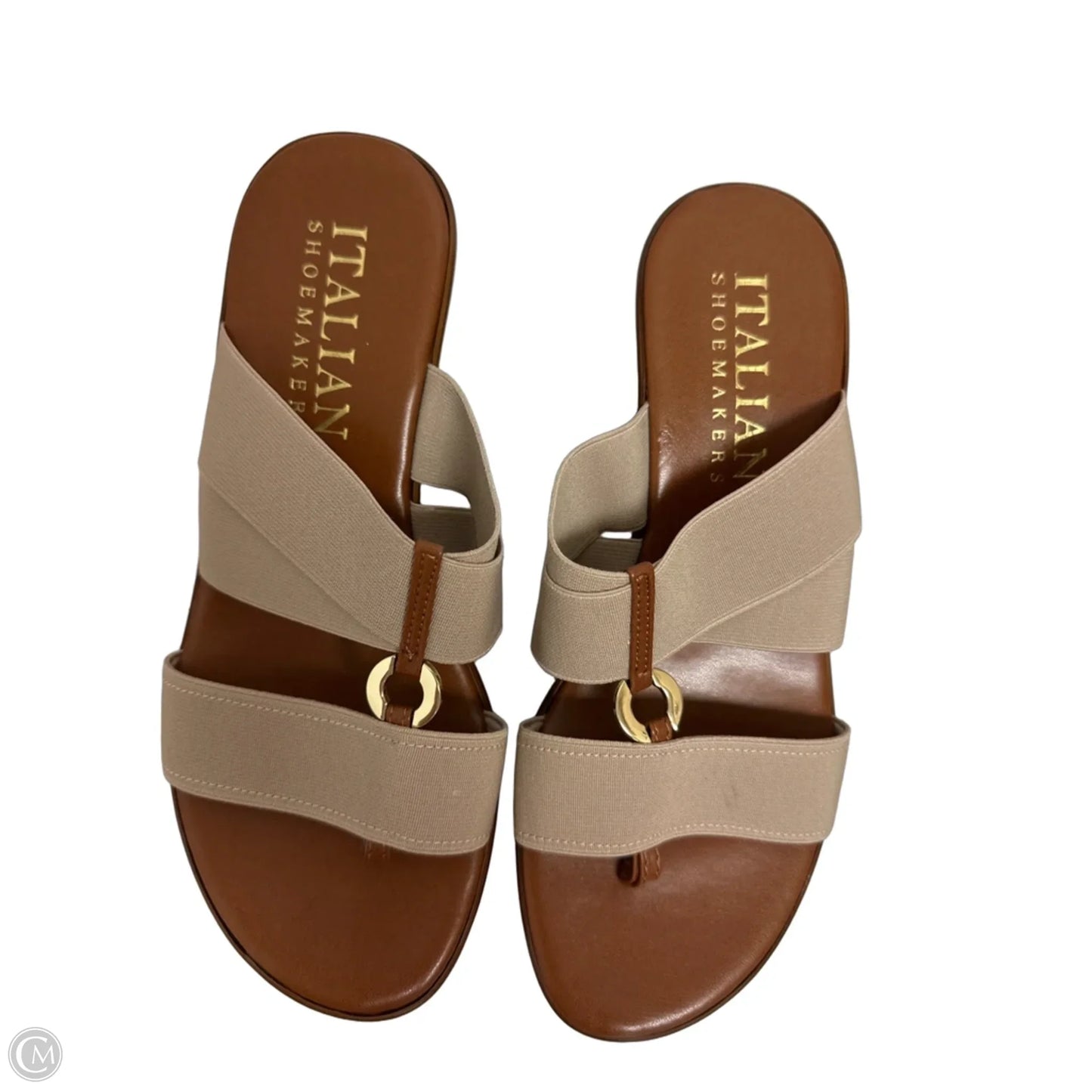 Sandals Heels Wedge By Italian Shoemakers In Cream, Size: 6.5
