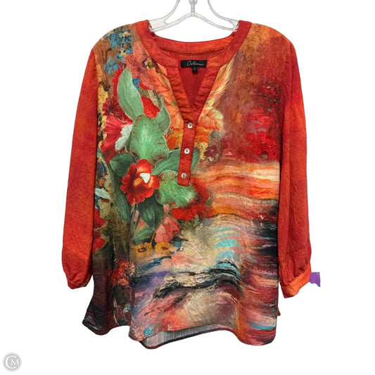 Top Long Sleeve By Calessa In Orange & Red, Size: L