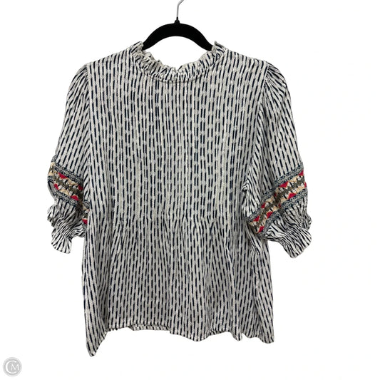 Top Short Sleeve By Thml In Blue & White, Size: S