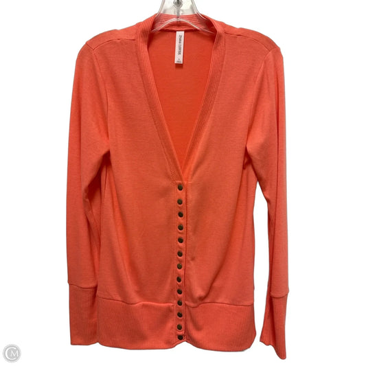 Sweater Cardigan By Zenana Outfitters In Orange, Size: L