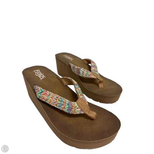 Sandals Heels Wedge By Clothes Mentor In Multi-colored, Size: 7