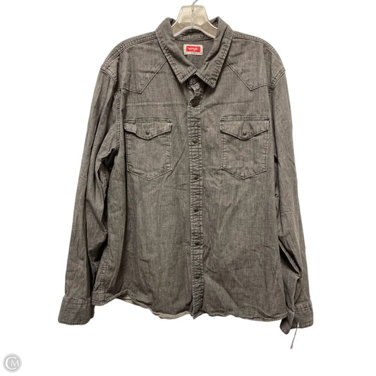 Blouse Long Sleeve By Wrangler In Grey, Size: Xl