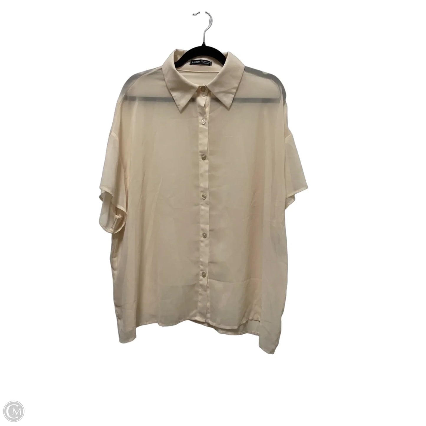 Blouse Short Sleeve By Shein In Cream, Size: L