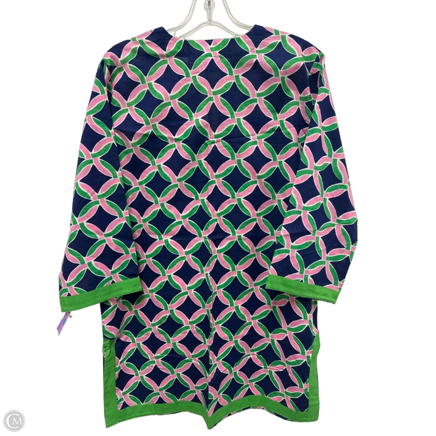 Tunic Long Sleeve By Clothes Mentor In Green & Pink, Size: M