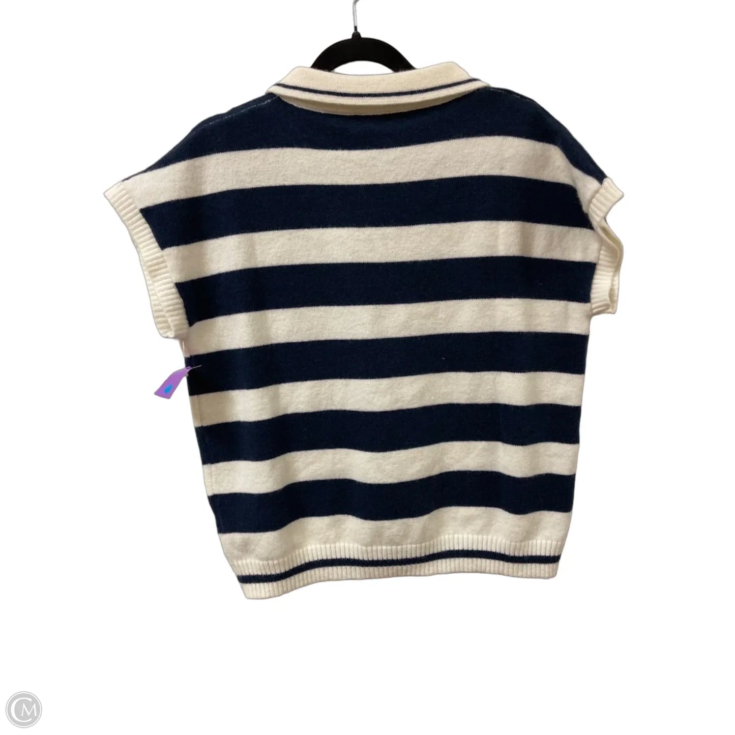 Sweater Short Sleeve By Zenana In Blue & White, Size: L