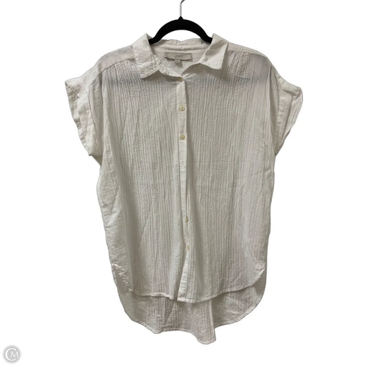 Blouse Short Sleeve By Loft In White, Size: M